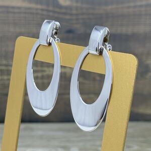 Vintage Monet Door Knocker Clip On Earrings Dangle Silver Tone